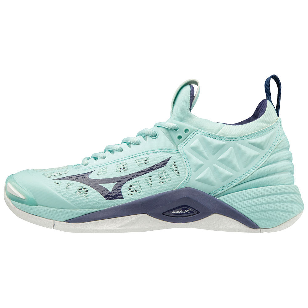 Zapatillas Voleibol Mizuno WAVE MOMENTUM Mujer Azules Blancas España PZKT-52340